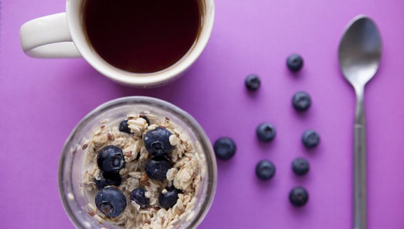 blueberry oatmeal and coffee