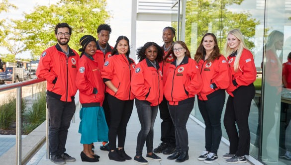 City Year Milwaukee AmeriCorps members at Opening Day in September, 2019