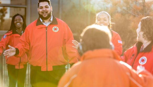 City Year AmeriCorps student success coaches morning greeting